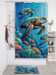 Штора для ванной с водоотталкивающей пропиткой «Мудрые черепахи» - Фото 2