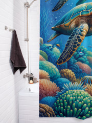 Штора для ванной с водоотталкивающей пропиткой «Мудрые черепахи» - Фото 3