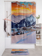 Штора для ванной с водоотталкивающей пропиткой «На лыжах в город» - Фото 2