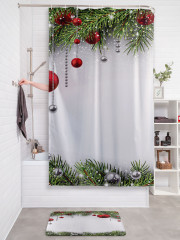 Штора для ванной с водоотталкивающей пропиткой «Нарядные еловые лапы» - Фото 2