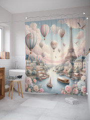 Штора для ванной с водоотталкивающей пропиткой «Нежный Париж» - Фото 1