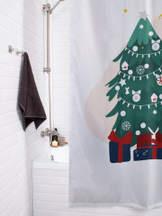 Штора для ванной с водоотталкивающей пропиткой «Новогодняя такса» - Фото 3