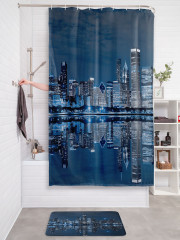 Штора для ванной с водоотталкивающей пропиткой «Ночной Нью-Йорк» - Фото 2