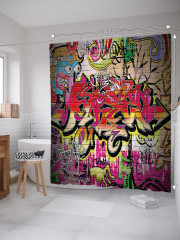 Штора для ванной с водоотталкивающей пропиткой «Обилие граффити» - Фото 1