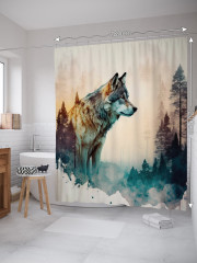 Штора для ванной с водоотталкивающей пропиткой «Одинокий волк» - Фото 1