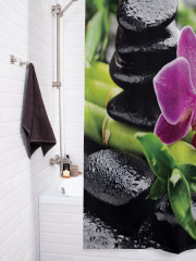 Штора для ванной с водоотталкивающей пропиткой «Орхидея в каменном саду» - Фото 3