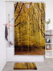 Штора для ванной с водоотталкивающей пропиткой «Осенняя прогулка» - Фото 2