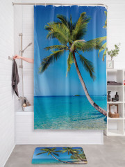 Штора для ванной с водоотталкивающей пропиткой «Падающая пальма на пляже» - Фото 2