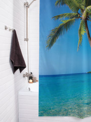 Штора для ванной с водоотталкивающей пропиткой «Падающая пальма на пляже» - Фото 3
