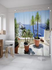 Штора для ванной с водоотталкивающей пропиткой «Пальмы в горшках» - Фото 1