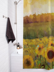 Штора для ванной с водоотталкивающей пропиткой «Подсолнухи на рассвете» - Фото 3