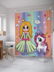 Штора для ванной с водоотталкивающей пропиткой «Принцесса и единорог» - Фото 1
