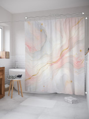 Штора для ванной с водоотталкивающей пропиткой «Розовый мрамор» - Фото 1