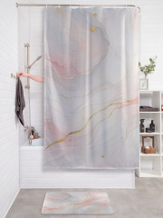 Штора для ванной с водоотталкивающей пропиткой «Розовый мрамор» - Фото 2