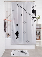 Штора для ванной с водоотталкивающей пропиткой «Рыбалка на луне» - Фото 2