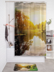 Штора для ванной с водоотталкивающей пропиткой «Свежее утро у реки» - Фото 2