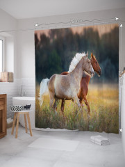 Штора для ванной с водоотталкивающей пропиткой «Свободные скакуны» - Фото 1
