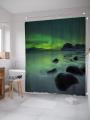 Штора для ванной с водоотталкивающей пропиткой «Северное сияние на горизонте» - Фото 1