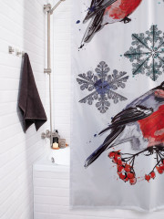 Штора для ванной с водоотталкивающей пропиткой «Снегири зимой» - Фото 3