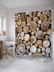 Штора для ванной с водоотталкивающей пропиткой «Срубы деревьев» - Фото 1