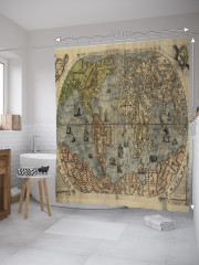 Штора для ванной с водоотталкивающей пропиткой «Старая карта мира» - Фото 1