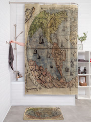 Штора для ванной с водоотталкивающей пропиткой «Старая карта мира» - Фото 2