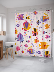 Штора для ванной с водоотталкивающей пропиткой «Счастливые рыбы» - Фото 1