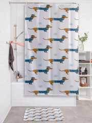 Штора для ванной с водоотталкивающей пропиткой «Такса в свитере и шляпки» - Фото 2