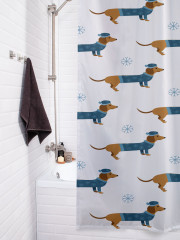 Штора для ванной с водоотталкивающей пропиткой «Такса в свитере и шляпки» - Фото 3