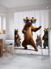 Штора для ванной с водоотталкивающей пропиткой «Танцевальный мишка» - Фото 1