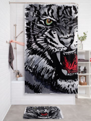 Штора для ванной с водоотталкивающей пропиткой «Тигровая агрессия» - Фото 2