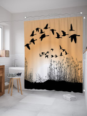 Штора для ванной с водоотталкивающей пропиткой «Утки над полем» - Фото 1