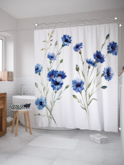 Штора для ванной с водоотталкивающей пропиткой «Фон с васильками» - Фото 1
