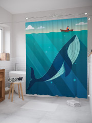 Штора для ванной с водоотталкивающей пропиткой «Хитрый кит» - Фото 1