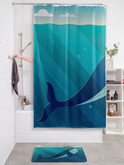 Штора для ванной с водоотталкивающей пропиткой «Хитрый кит» - Фото 2