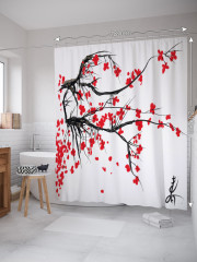 Штора для ванной с водоотталкивающей пропиткой «Цветущая Япония» - Фото 1