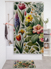 Штора для ванной с водоотталкивающей пропиткой «Цветы в листве» - Фото 2