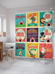 Штора для ванной с водоотталкивающей пропиткой «Цирковые афишы» - Фото 1