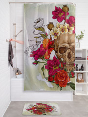 Штора для ванной с водоотталкивающей пропиткой «Череп в цветочном венке» - Фото 2