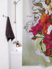 Штора для ванной с водоотталкивающей пропиткой «Череп в цветочном венке» - Фото 3
