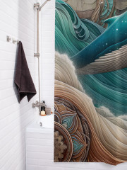 Штора для ванной с водоотталкивающей пропиткой «Черепаха и кит» - Фото 3