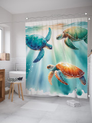 Штора для ванной с водоотталкивающей пропиткой «Черепахи в лучах» - Фото 1