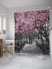 Штора для ванной с водоотталкивающей пропиткой «Черно-белые деревья» - Фото 1