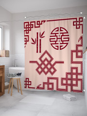 Штора для ванной с водоотталкивающей пропиткой «Японская геометрия» - Фото 1