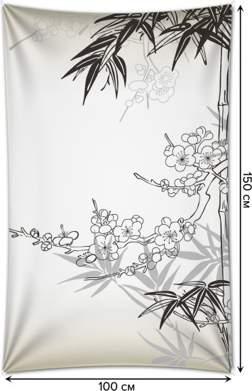 Фотопанно на стену «Цветущее дерево с пальмами»