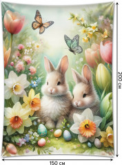 Фотопанно на стену «Зайки в цветах» - Фото 1