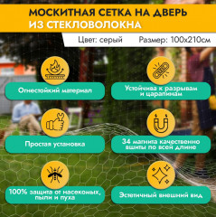 Москитная сетка на магнитах для двери - Фото 4