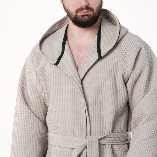 Халат вафельный мужской с капюшоном