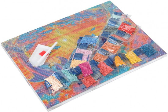 Мозаика алмазная «Дельфины на закате»