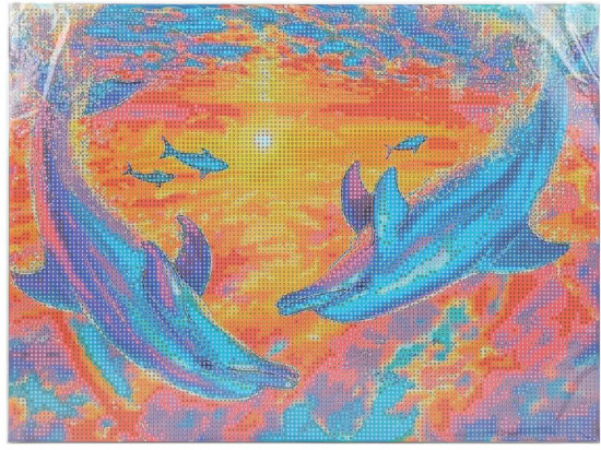 Мозаика алмазная «Дельфины на закате»
